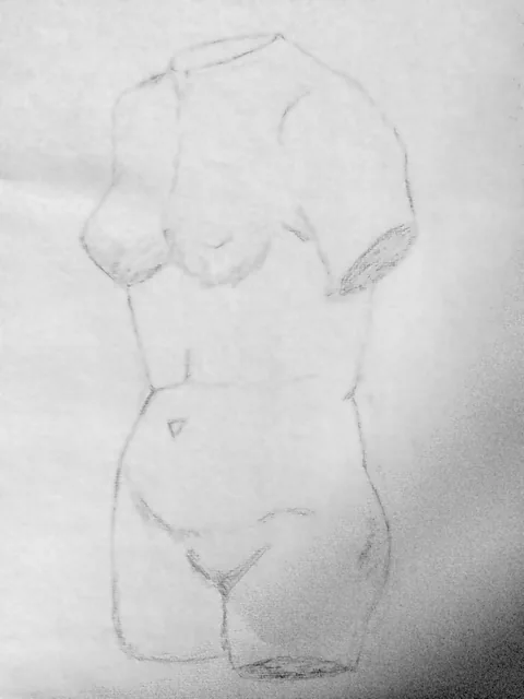 Torso in pencil. An early pencil study.