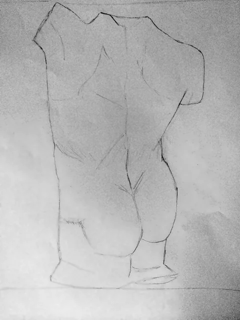 Back torso study. An early pencil study.